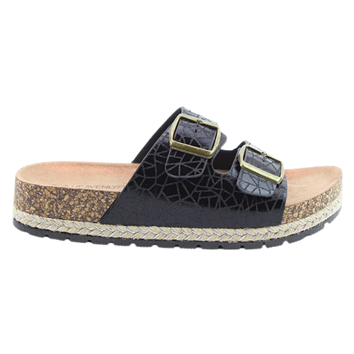 Heavenly Feet Ladies Sliders- Alexis - Black