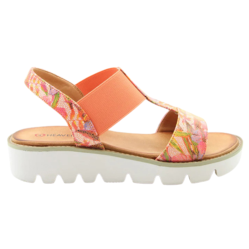 Heavenly Feet Ladies Wedge Sandal-Ritz-Orange Floral