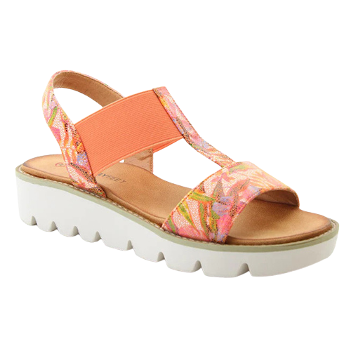Heavenly Feet Wedge Sandals - Ritz - Orange Floral