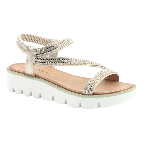 Heavenly Feet Ladies Wedge Sandals - Fresco - Gold