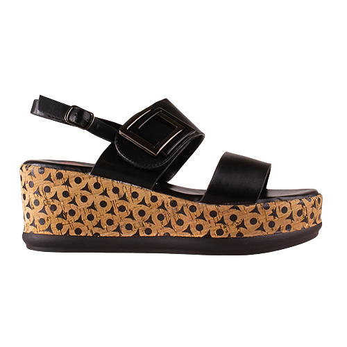 Heavenly Feet Ladies Platform Sandals - Morven - Black