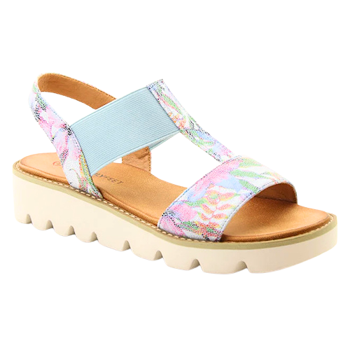 Heavenly Feet Wedge Sandals - Ritz - Blue Floral
