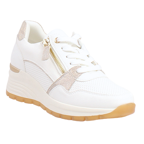 Heavenly Feet Ladies Wedge Trainers - Lorient - White