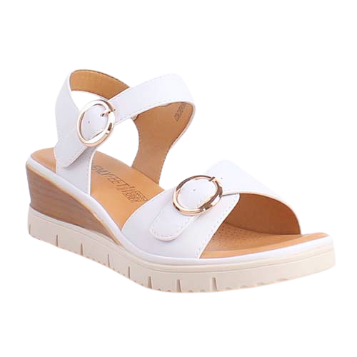 Heavenly Feet Wedge Sandals - Concord - White