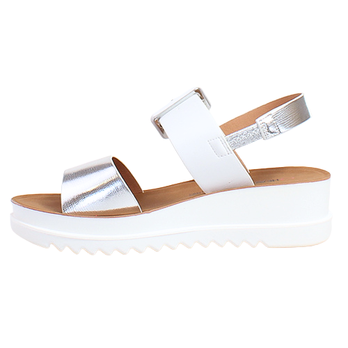 Heavenly Feet Wedge Sandals - Pistachio - White / Silver