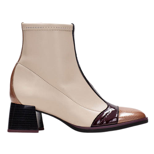 Hispanitas Block Heeled Ankle Boots- CHI243583- Beige