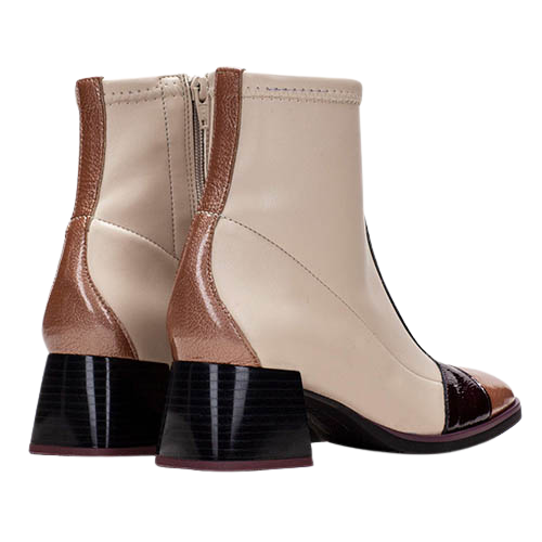 Hispanitas Block Heeled Ankle Boots- CHI243583- Beige