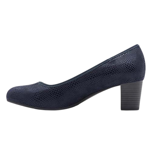 Jana Block Heeled Pumps- 22476-42 - Navy