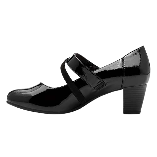 Jana Cross Strap Heels - 24465-43 - Black Patent