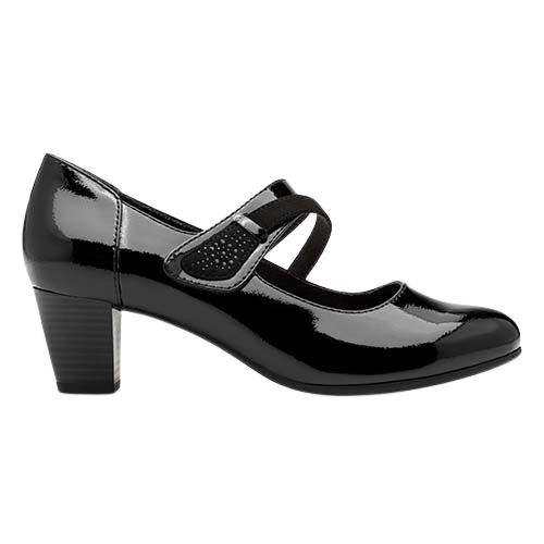 Jana Cross Strap Heels - 24465-43 - Black Patent