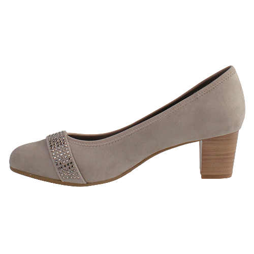 Jana Ladies Block Heeled Pumps - 22467-42 - Stone
