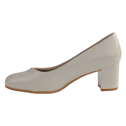 Jana Ladies Block Heeled Pumps - 22475-42 - Ivory Patent