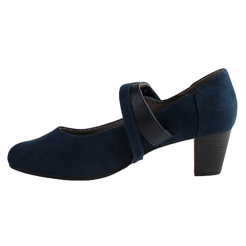 Jana Ladies Cross Strap Pumps - 24464-42 - Navy Suede