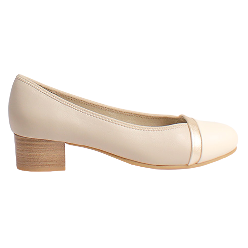 Jana Ladies Block Heeled Pumps - 22367-42 - Beige