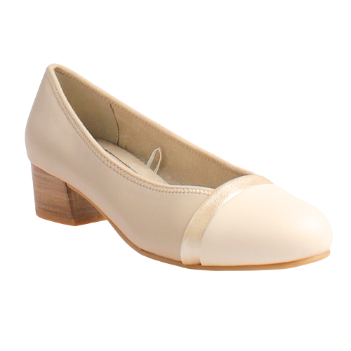 Jana Ladies Block Heeled Pumps - 22367-42 - Beige