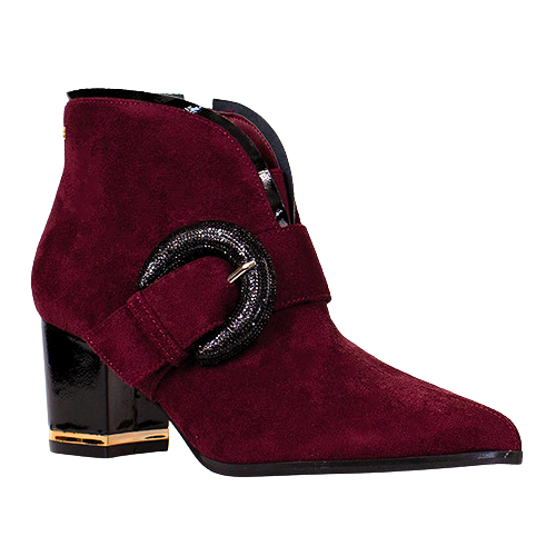 Kate Appleby Block Heeled Ankle Boots - Amlwch - Burgundy Suede