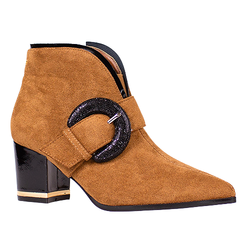 Kate Appleby Ladies Block Heeled Ankle Boots - Amlwch - Tan Suede