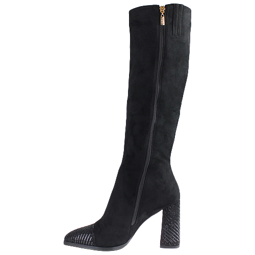 Kate Appleby Block Heeled Knee Boots - Edgware - Black Suede