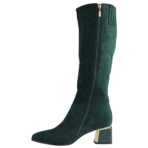 Kate Appleby Block Heeled Knee Boots - Gateshead - Green Suede