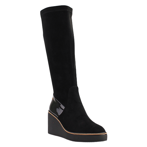 Kate Appleby Wedge Knee Boots - Cailedon - Black Suede