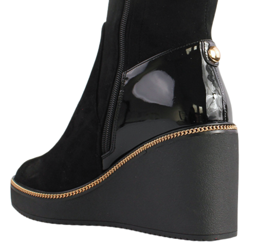 Kate Appleby Wedge Knee Boots - Cailedon - Black Suede