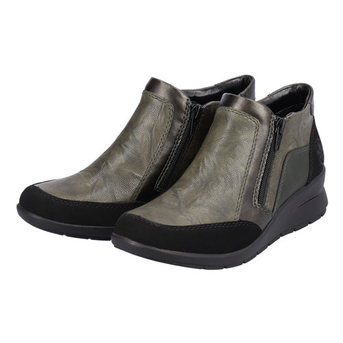 Rieker Wedge Ankle Boots - L4851-52 - Green