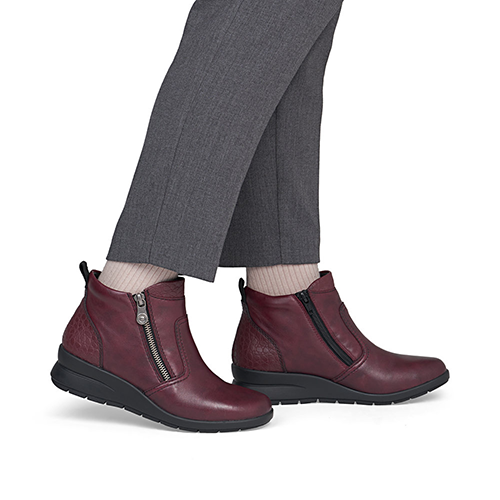 Rieker Ladies Ankle Boots - L4861 - Burgundy