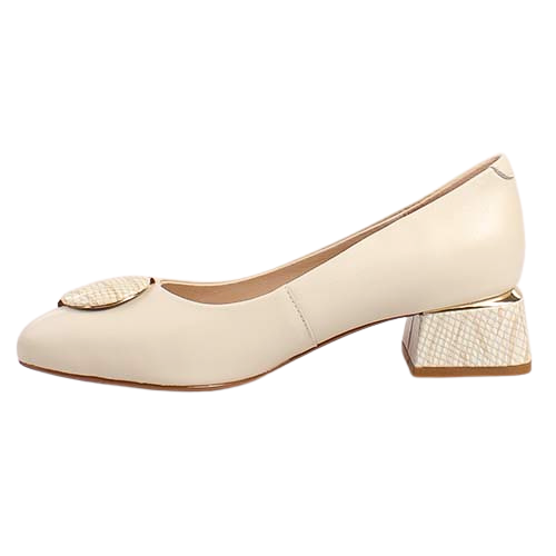 Loretta Vitale Block Heeled Pumps - C3809 - Beige
