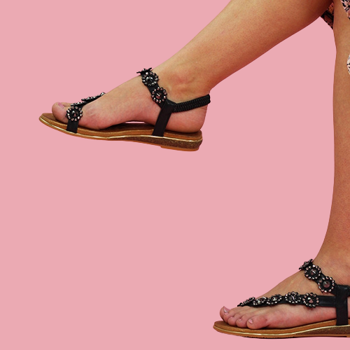 Lunar Ladies Flat Sandals - Charlotte II - Black