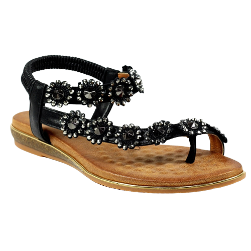 Lunar Ladies Flat Sandals - Charlotte II - Black