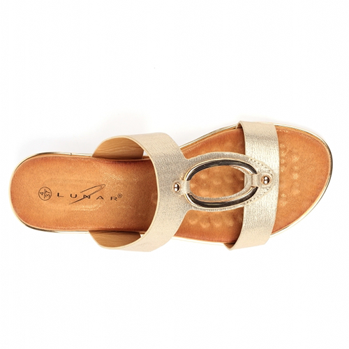 Lunar Low Wedge Sandals - Claudia - Gold