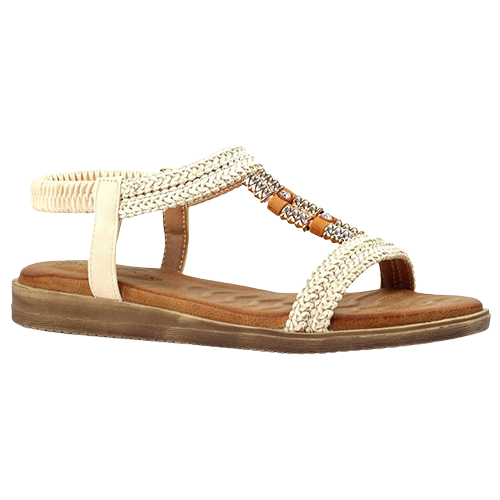 Lunar Ladies Flat Sandals - Portofino - White