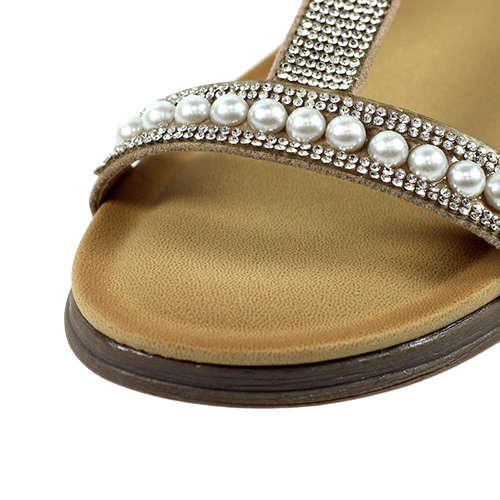 Lunar Ladies Flat Sandals - Tancy - Beige Pearl