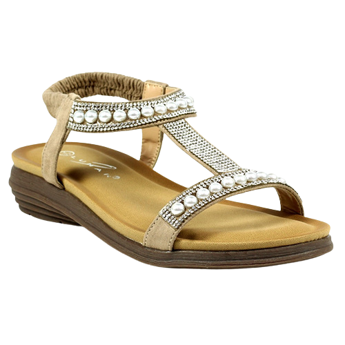 Lunar Ladies Flat Sandals - Tancy - Beige Pearl