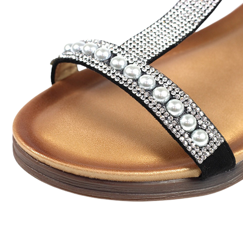 Lunar Flat Sandals - Tancy - Black Pearl