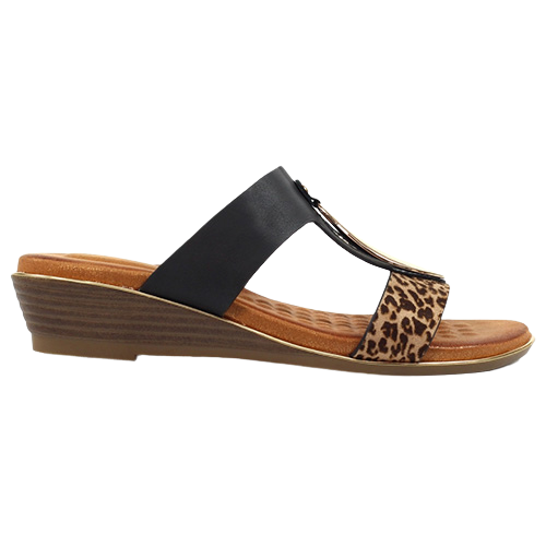 Lunar Ladies Wedge Mules - Paradise - Black