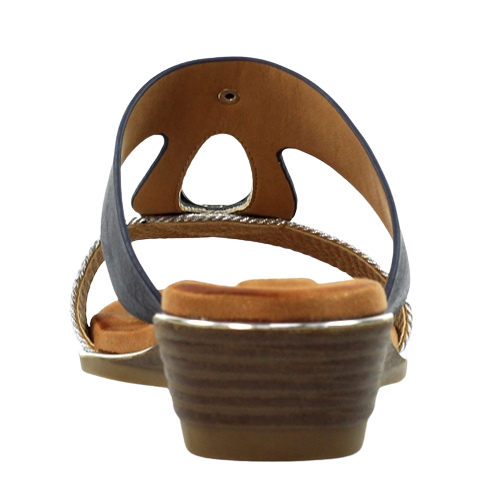 Lunar Ladies Wedge Mules - Portland - Navy