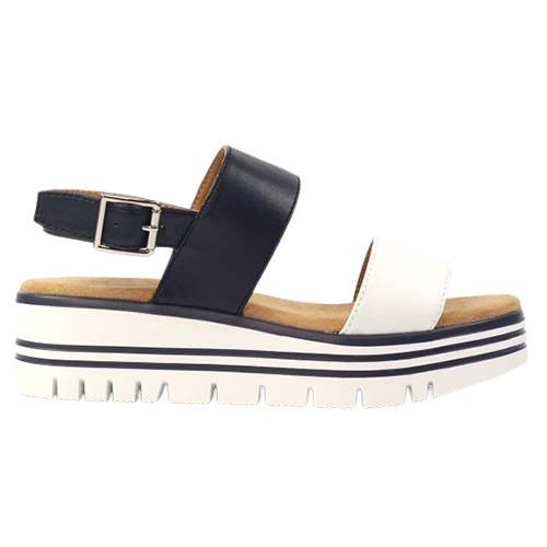 Lunar Ladies Wedge Sandals - Missy - Navy/White