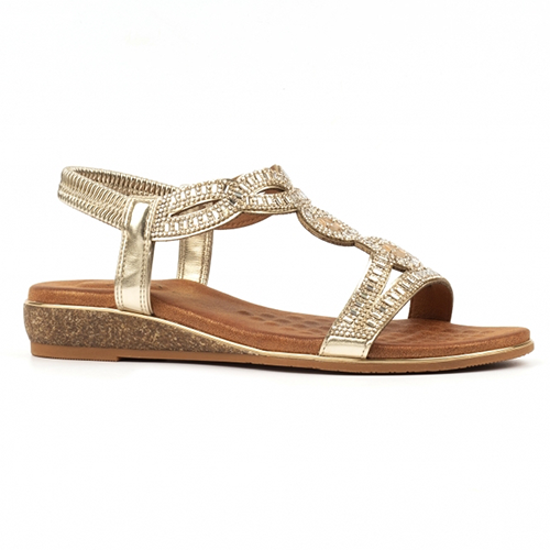 Lunar Ladies Wide Fit Sandals - Jordan - Gold