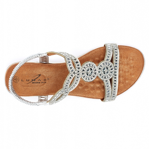 Lunar Ladies Wide Fit Sandals - Jordan - Silver