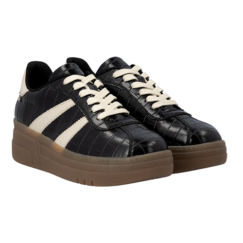 Rieker Ladies Platform Trainers - M7601 - Black Croc