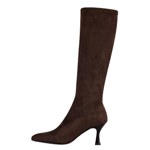 Miss Elastic - Ladies Knee Boots -78041- Brown Suede