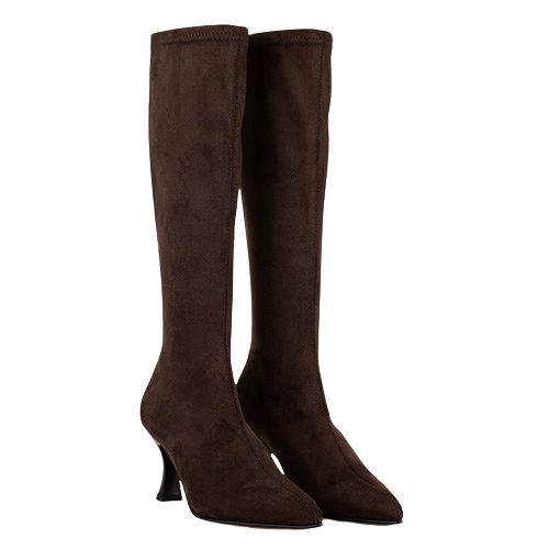 Miss Elastic - Ladies Knee Boots -78041- Brown Suede