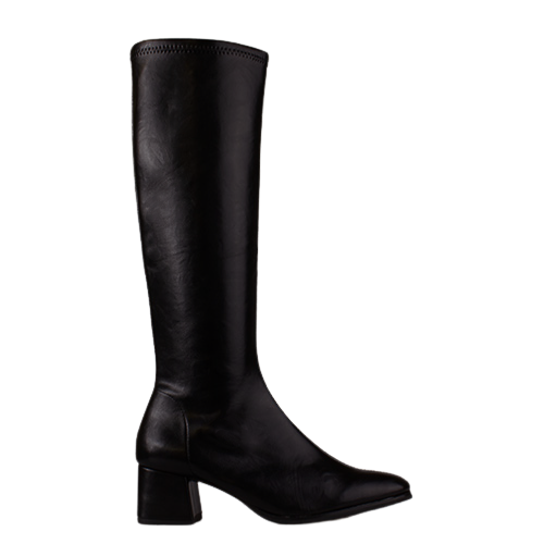 Miss Elastic Ladies Block Heeled Knee Boots - 75310 - Black