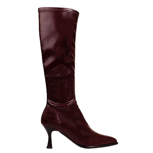 Miss Elastic Ladies Knee Boots - 78038 - Burgundy