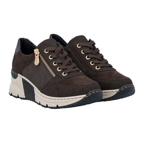Rieker Ladies Wedge Trainers - N6314 - Brown