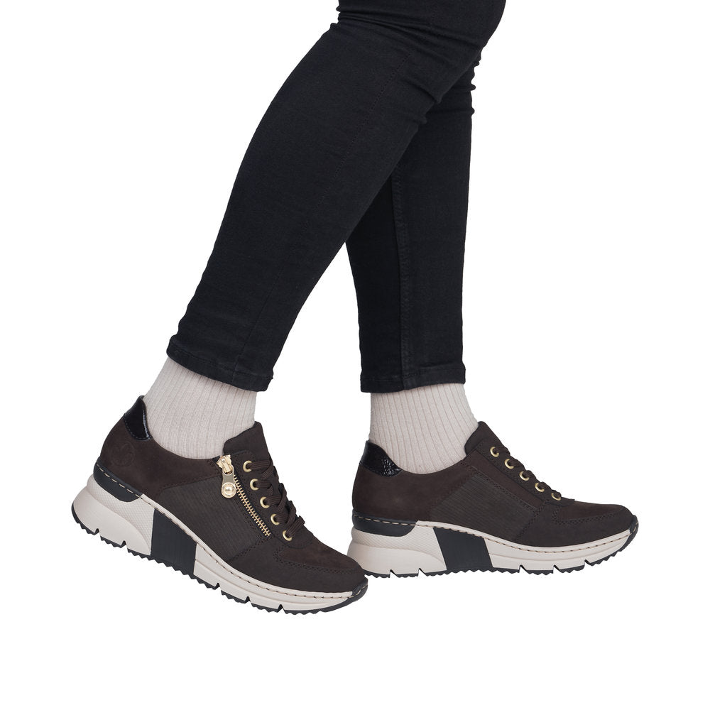 Rieker Ladies Wedge Trainers - N6314 - Brown