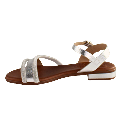Oh! My Sandals Ladies Flat Sandals - 5335 - Silver Metallic