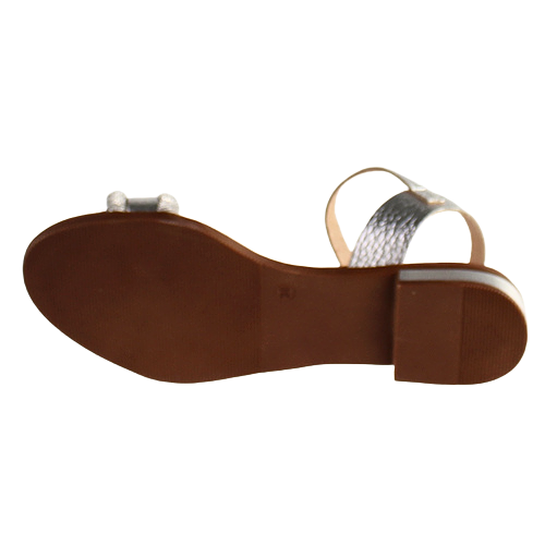 Oh My Sandals Ladies Flat Sandals - 5335 -  Silver Metallic