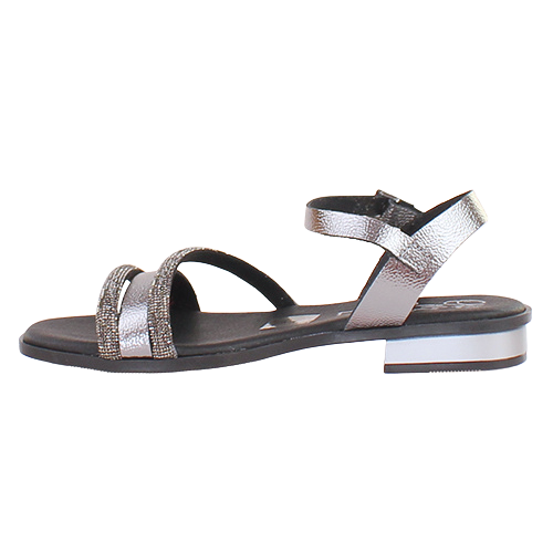 Oh! My Sandals Ladies Flat Sandals - 5591 - Black/Silver